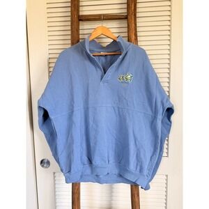 Crazy Shirt Hawaii Embroidered Turtle Pullover Sweatshirt Oversized Blue XL